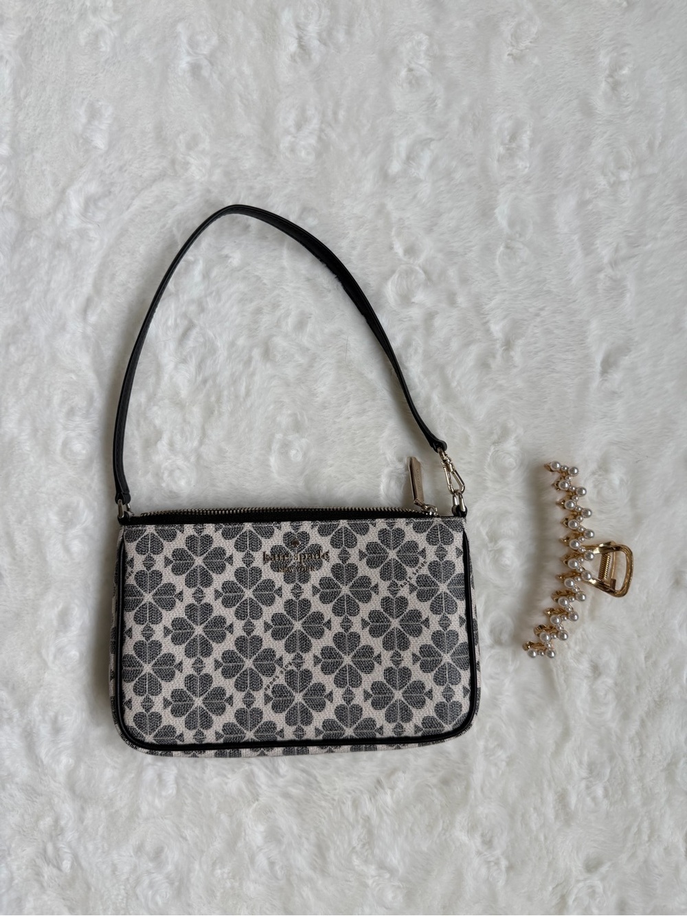 Kate Spade Black and White Floral Jacquard Shoulder Clutch - Picture 2 of 10